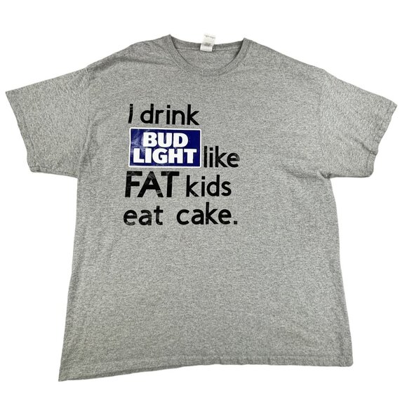 T Shirt I Drink Light Like Fat Kids Eat Cake Gildan Ultra Cotton XL Gray - Picture 1 of 7